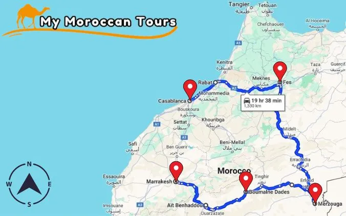 Morocco itinerary 4 days; private tour from Casablanca. 4 days tour from Casablanca - 4 days Morocco tour - 4 day Morocco tour -