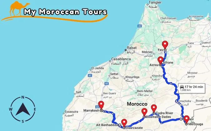 3 days desert tour itinerary from marrakech to fes via merzouga, Marrakech to fes 3 days desert tour, Marrakech to fes desert tour 3 days, 3 day desert tour from Marrakech,