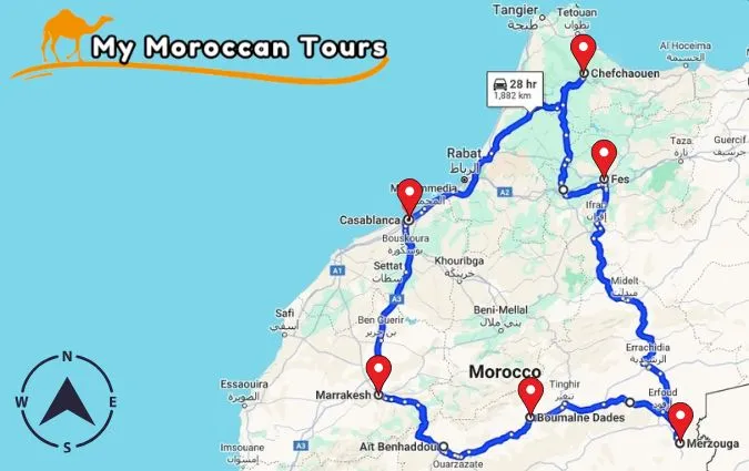 Morocco itinerary 9 days; private tour from Casablanca,9 day Morocco tour - morocco itinerary 9 days - 9 days in morocco